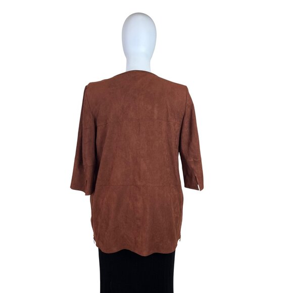 Chico’s Womens Brown Open Front Jacket 3/4 Sleeve Lightweight Elegant Size 2 - Picture 5 of 11